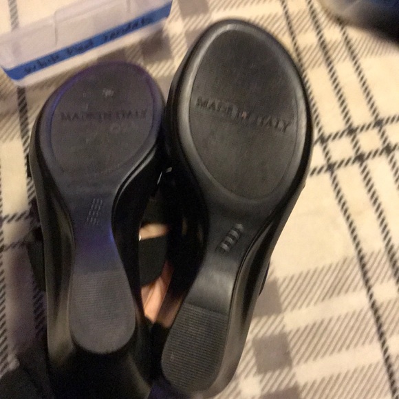 Black wedge sandals Italian shoemaker - Picture 3 of 6